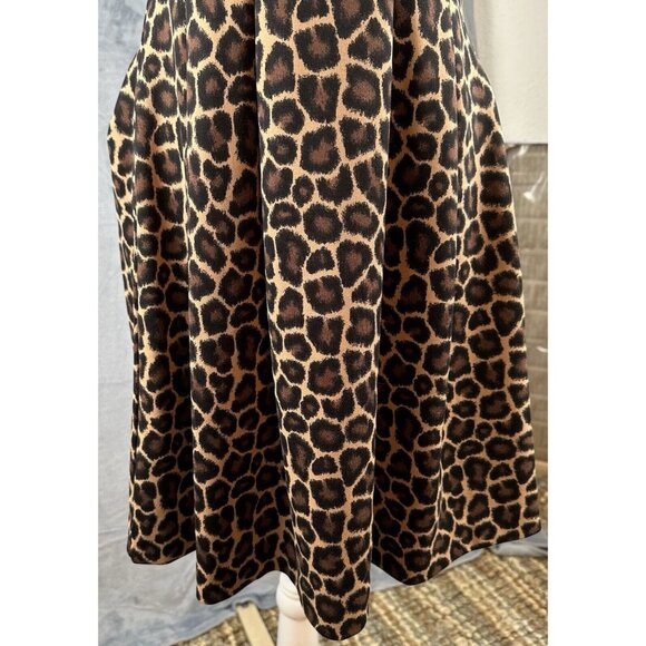 MICHAEL KORS Fit Flair Dress Women’s Sz 0 Cheetah Leopard Animal Print Jacquard - Picture 13 of 16